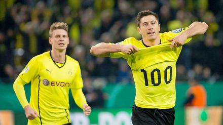 Hundert Tore für den BVB. Robert Lewandowski besorgte mit seinem Jubiläumstreffer den 2:0-Endstand.