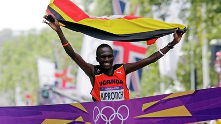 Stephen Kiprotich aus Uganda gewinnt den olympischen Marathon-Lauf.