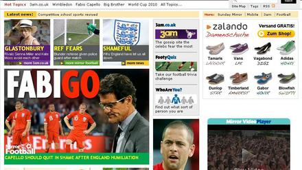 Name jokes, please: Der Daily Mirror zeigt Fabio Capello die Tür.