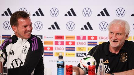 Pressekonferenz mit Bundestrainer Julian Nagelsmann (links) und Sportdirektor Rudi Völler