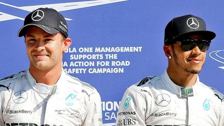 Immer schön lächeln. Nico Rosberg und sein Mercedes-Rivale Lewis Hamilton.