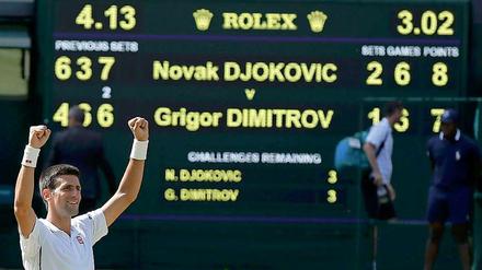 Geschafft! Novak Djokovic steht zum dritten Mal im Finale von Wimbledon.