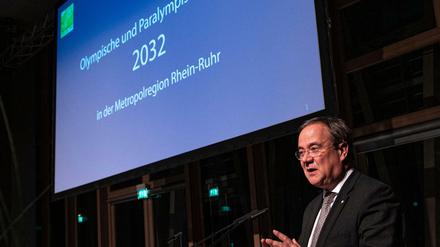 Großer Traum. Armin Laschet, Ministerpräsident von Nordrhein-Westfalen, nimmt bei der Veranstaltung der Olympia-Initiative Rhein-Ruhr. 
