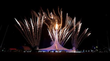 Es brennt: das olympische Feuer von Sotschi 2014.