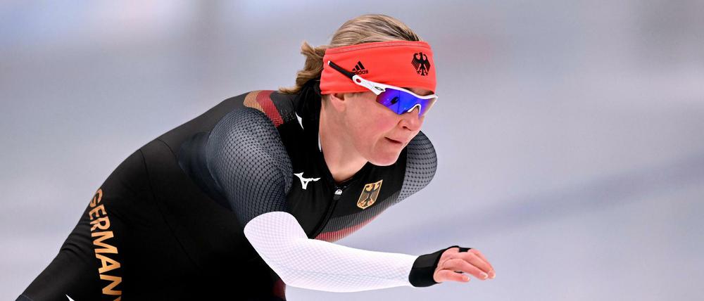 Claudia Pechstein läuft bei den Winterspielen in Peking am Samstag über 3000 Meter.