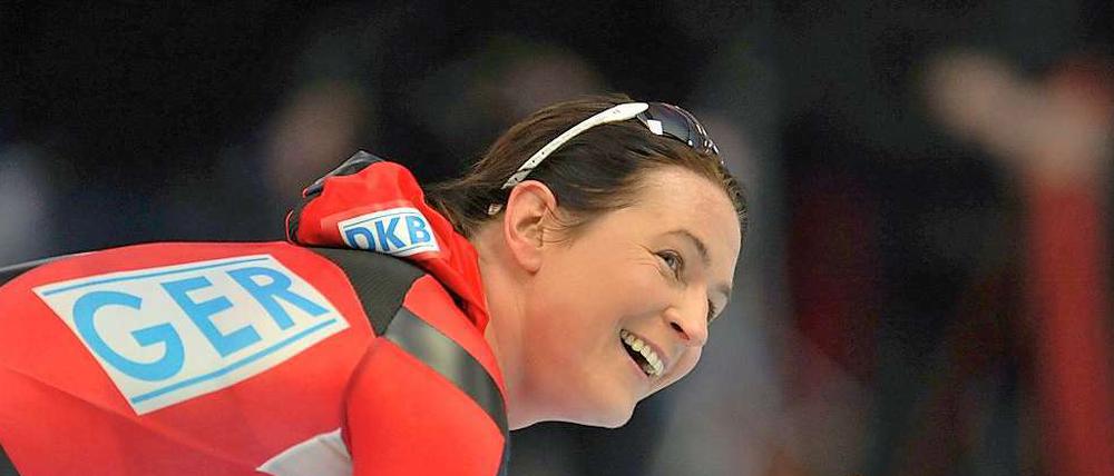 Dieses Lächeln würde Claudia Pechstein auch gerne in drei Jahren zeigen, nach einem Medaillenerfolg bei den Olympischen Winterspielen in Sotschi. 