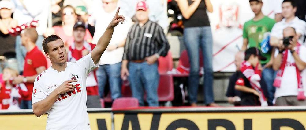 Lukas Podolski war beim 2:0-Sieg gegen Hoffenheim mit einem Tor und einer Vorlage erneut der Mann des Tages beim 1. FC Köln.