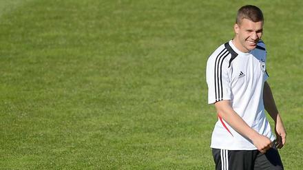 Lukas Podolski, Fußball-Nationalspieler und bei der EM 2012 im Eisnatz. 