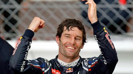 Der Australier Mark Webber freut sich über seinen Sieg in Monaco.