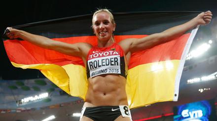 Cindy Roleder feierte ihren zweiten Platz bei der Leichtatheltik-WM in Peking.