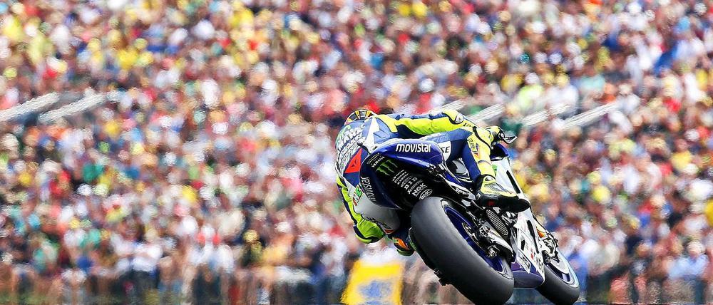 Liebling Hohenstein-Ernstthal. Der neunmalige Weltmeister Valentino Rossi wurde auf seiner Yamaha am Sonntag Dritter. 