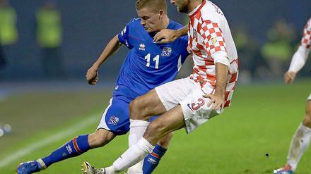 Simunic (r.) im Spiel gegen Island. 