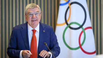 Thomas Bach, Präsident des Internationalen Olympischen Komitees, spricht bei der Eröffnung der Sitzung des Exekutivausschusses des Internationalen Olympischen Komitees (IOC) im Olympischen Haus.