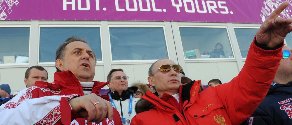 Zwei, die zusammenhalten. Russlands Präsident Putin (rechts) und Sportminister Mutko.