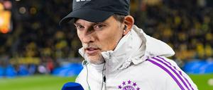 Thomas Tuchel hatte nach dem Bayern-Sieg in Dortmund am Sky-Mikrofon nicht wirklich viel zu sagen.