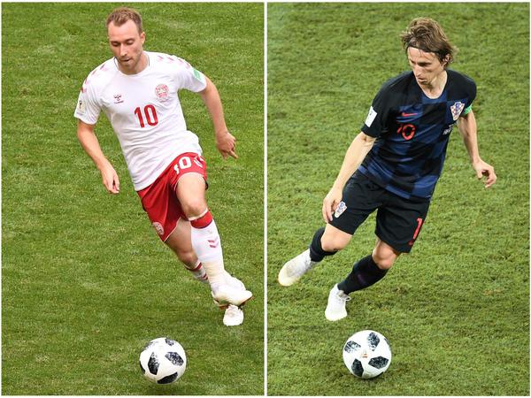 Das Duell. Auf Dänemarks Eriksen und Kroatiens Modric wird es ankommen.