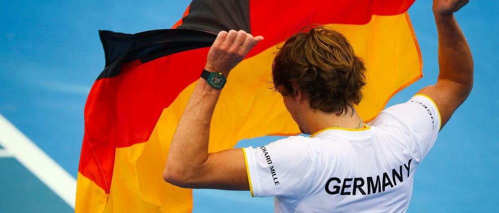 Sieg gegen Australien: Alexander Zverev feiert den Einzug ins Viertelfinale des Davis-Cups 