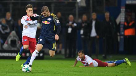Leipzigs Timo Werner vor seinem Treffer zum 2:0.