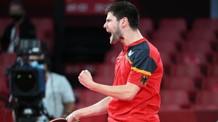 Dimitrij Ovtcharov aus Deutschland gewinnt Bronze im Tischtennis