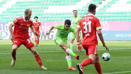 Josip Brekalo erzielte gegen Union alle drei Tore, hier das 3:0. 