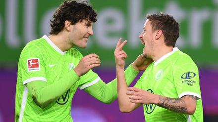 Wir sind die Neuen. Max Kruse (r.) und Jonas Wind feierten ihr Debüt für den VfL Wolfsburg.