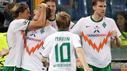 Hart erkämpfter Sieg: Werder freut sich über den Sieg gegen Genua Sampdoria.