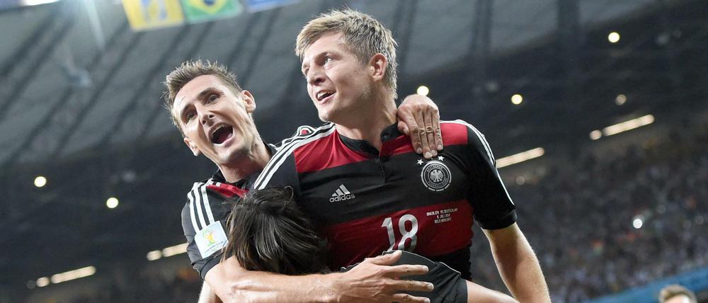 Toni Kroos, Miroslav Klose und Sami Khedira beim 7:1 gegen Brasilien.