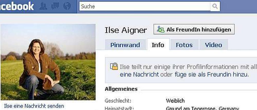 Freundschaft gekündigt: Ilse Aigner hat ihr Facebook-Profil inzwischen gelöscht, unter anderem weil sie mit den Datenschutzbestimmungen nicht einverstanden ist.