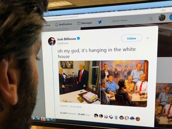 Selbstverliebt. Auf Twitter staunt man über das Gemälde „The Republican Club“, das im Weißen Haus hängt.