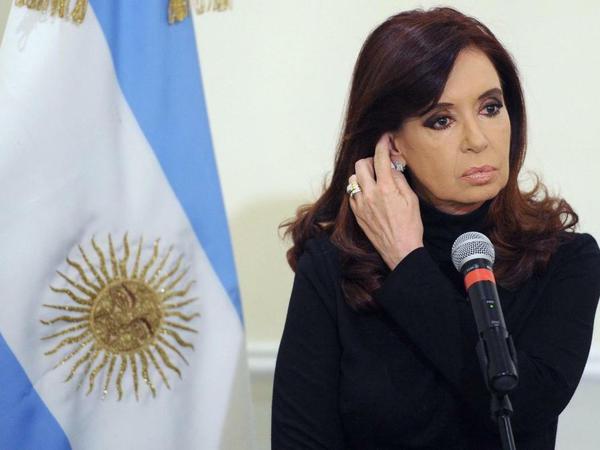 Argentiniens Präsidentin Cristina Fernandez de Kirchner bei einer Pressekonferenz. 