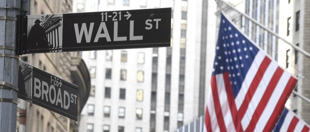 Die Wall Street in New York. 