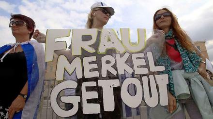 Demo gegen einen Merkel-Besuch im Frühjahr 2014 in Athen.