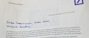 Entschuldigung per Zeitungsanzeige: Brief der Deutschen Bank in der "FAZ"
