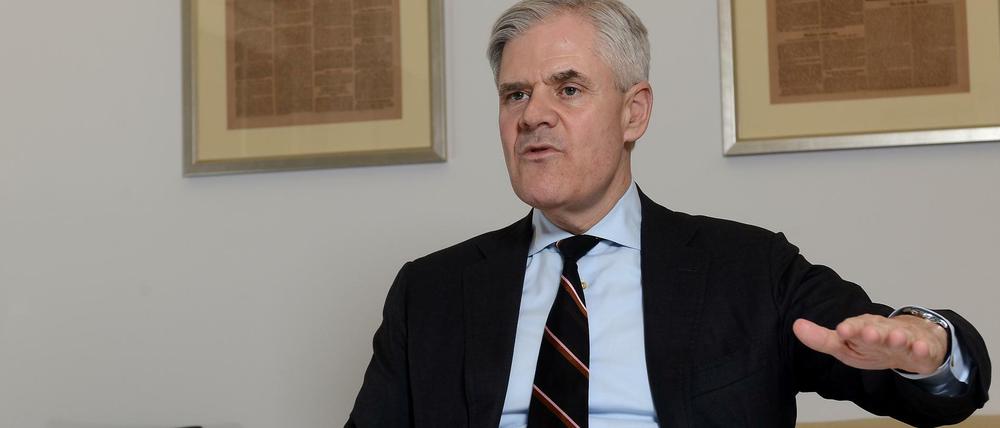 Andreas Dombret (57) beim Gespräch im Tagesspiegeö-Verlagshaus in Berlin. Der deutsch-amerikanischer Wirtschaftswissenschaftler und ehemalige Bankmanager ist seit 2010 Mitglied des Vorstands der Bundesbank.