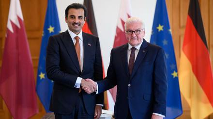 Frühstück im Bellevue: Bundespräsident Frank-Walter Steinmeier und der Emir von Katar, Scheich Tamim Bin Hamad Al Thani. 