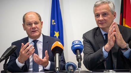 Demonstrieren Einigkeit: Bundesfinanzminister Olaf Scholz (links) und sein französischer Kollege Bruno Le Maire. 