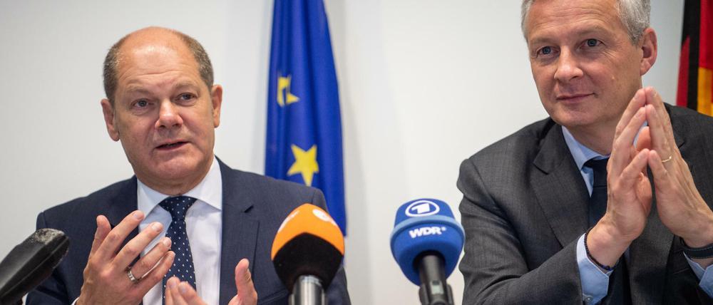 Demonstrieren Einigkeit: Bundesfinanzminister Olaf Scholz (links) und sein französischer Kollege Bruno Le Maire. 