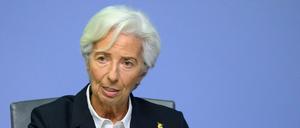 Christine Lagarde, Präsidentin der Europäischen Zentralbank (EZB), spricht auf einer der turnusmäßigen Pressekonferenzen der EZB.
