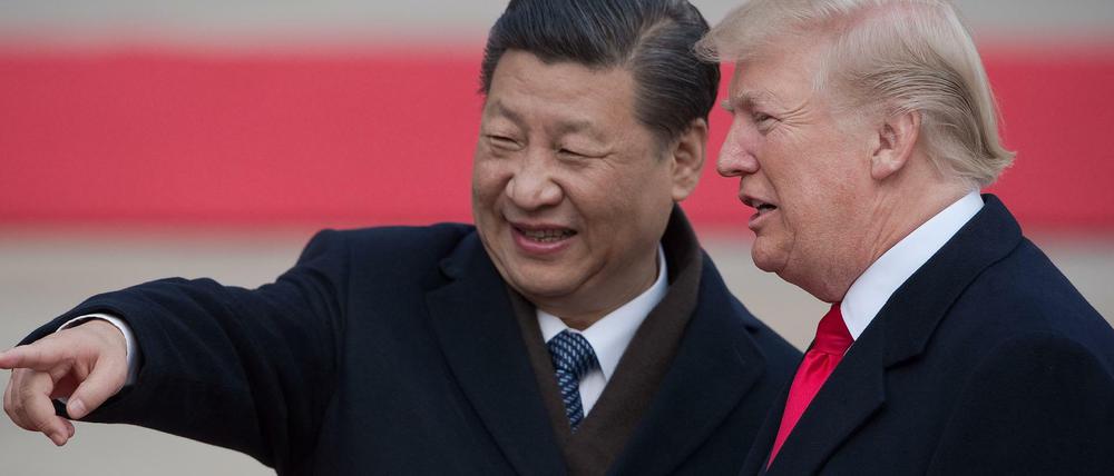 Da geht's lang! Chinas Präsident Xi Jingping (l.) zeigt dem US-Präsidenten Donald Trump den Weg.