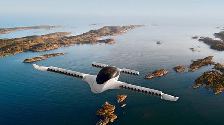 Simulation eines Flugtaxis des Münchner Herstellers Lilium. Das Unternehmen will ab 2025 vollelektrische Jets produzieren. 
