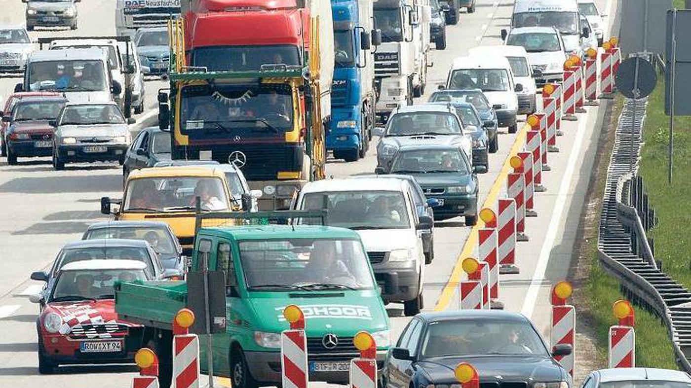 Autobahnen Stau am Bau