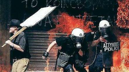 Streiks und Straßenschlachten. Ein Generalstreik legte am Mittwoch Griechenland lahm. In Athen gingen 100 000 Menschen auf die Straße – es kam zu Ausschreitungen. Foto: dpa