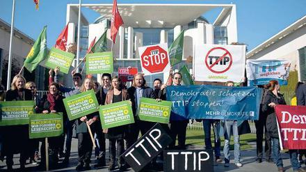 Bestens geeignet zur Profilierung ist das Thema TTIP für die Grünen, die vor ein paar Tagen vor Angela Merkels Haustür demonstrierten. Am kommenden Samstag gibt es eine Großdemonstration in Berlin gegen das geplanten Abkommen. 