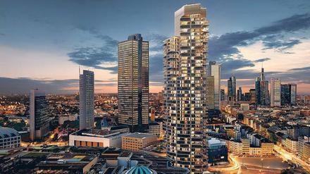 Einzug 2019. 172 Meter soll der „Grand Tower“ in den Frankfurter Himmel ragen. 418 Wohnungen sind geplant. 