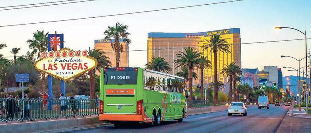 Leaving Las Vegas. Flixbus fährt inzwischen auch im Westen der USA, im nächsten Jahr soll vom Drehkreuz New York auch die Ostküste erobert werden. 
