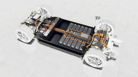 Der Porsche Taycan hat die „Performance-Batterie Plus“ im Unterboden verstaut. Die Zellen der Batterie stammen bislang von der südkoreanischen LG Chem.