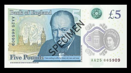Die neue Fünf-Pfund-Note zeigt den ehemaligen britischen Premier Winston Chrurchill.