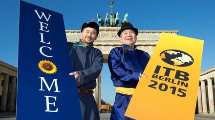 Das Geschäft mit dem "Willkommen": Die ITB 2015 startet in Berlin und das diesjährige Partnerland Mongolei will sich gut präsentieren. 