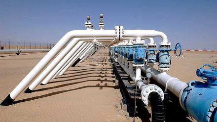 Eine Ölverteilerstation von Wintershall in Libyen