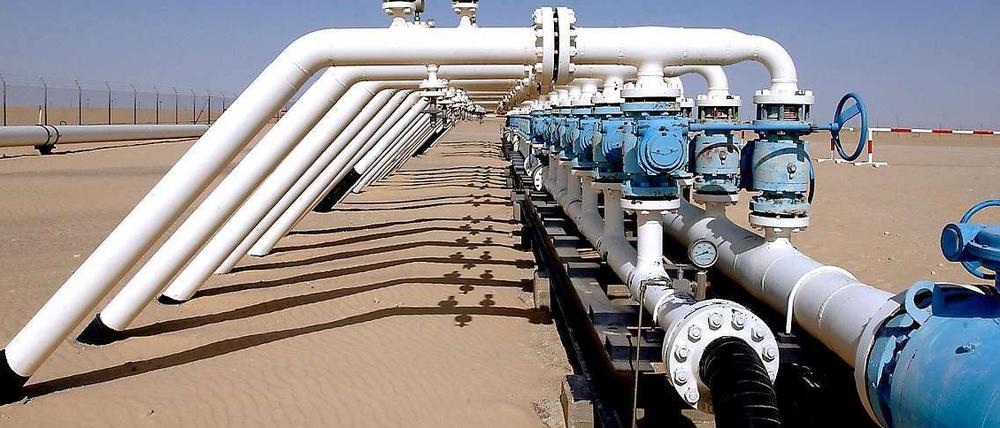 Eine Ölverteilerstation von Wintershall in Libyen